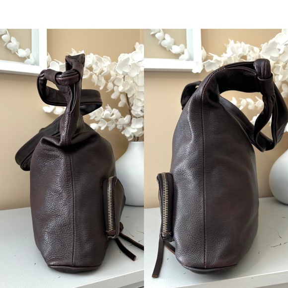 Christopher Kon Vintage Leather Hobo Bag Chocolate Brown Made in Canada - Picture 4 of 17